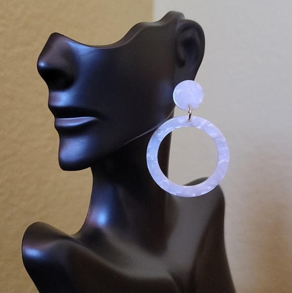 Marble Hoop Drop Earrings - Picture 6 of 8